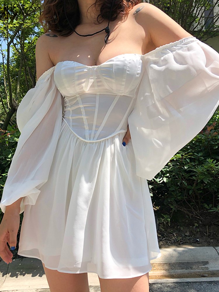 KLALIEN Women Fashion Elegant High Waist Slim Solid White Office Lady A-Line Mini Dress 2022 Spring Autumn New Women Party Dress 4 KLALIEN Women Fashion Elegant High Waist Slim Solid White Office Lady A-Line Mini Dress 2022 Spring Autumn New Women Party Dress 4