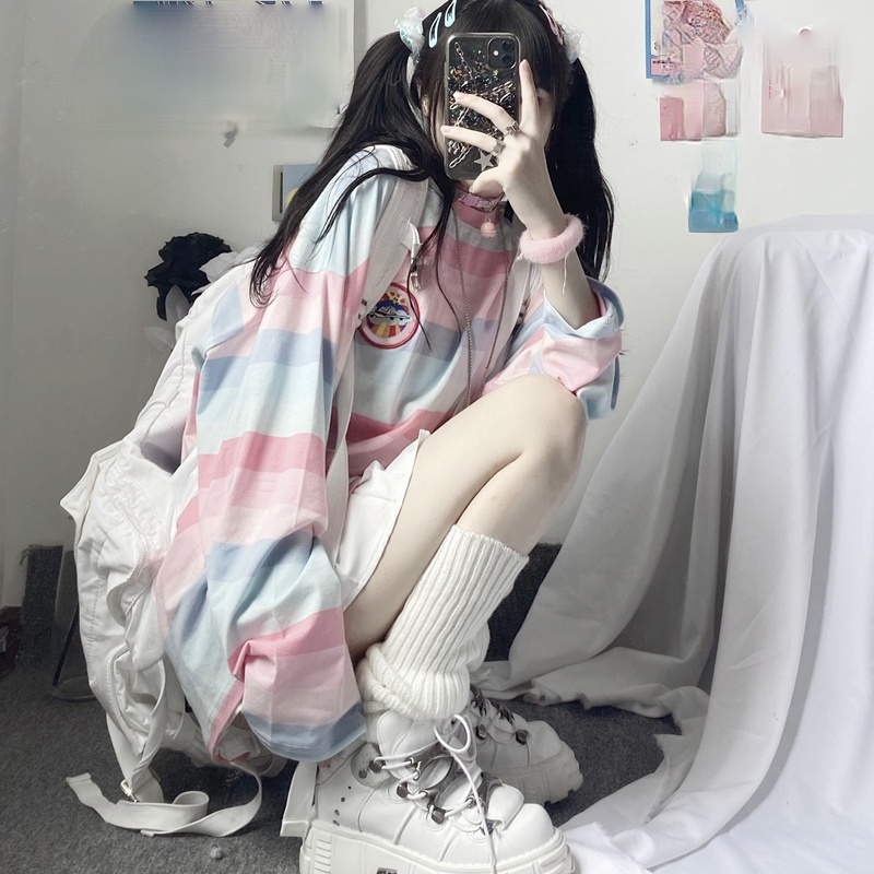 harajuku Long Sleeve T Shirt girl Christmas Topspring autumn embroidery stripe Tops Tees Women full Sleeve T-shirt Casual Female 3 harajuku Long Sleeve T Shirt girl Christmas Topspring autumn embroidery stripe Tops Tees Women full Sleeve T-shirt Casual Female 3