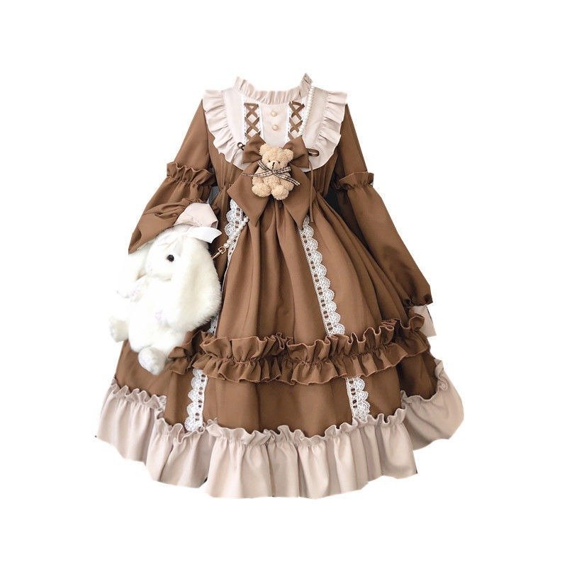 Japanese Gothic Lolita Dress Women Kawaii Bow Bear Lace Blue Dress Long Sleeve Princess Dress Halloween Costume Gift For Girls 6 Japanese Gothic Lolita Dress Women Kawaii Bow Bear Lace Blue Dress Long Sleeve Princess Dress Halloween Costume Gift For Girls 6