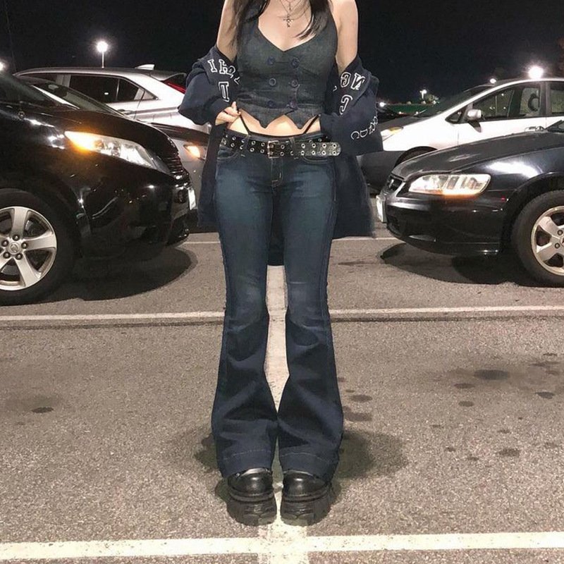 Flare Jeans Women's Low Waist Trousers Vintage Aesthetic Denim Pants Streetwear Mom Casual Korean Fashion Cyber Y2k Grunge Jeans 6 Flare Jeans Women's Low Waist Trousers Vintage Aesthetic Denim Pants Streetwear Mom Casual Korean Fashion Cyber Y2k Grunge Jeans 6